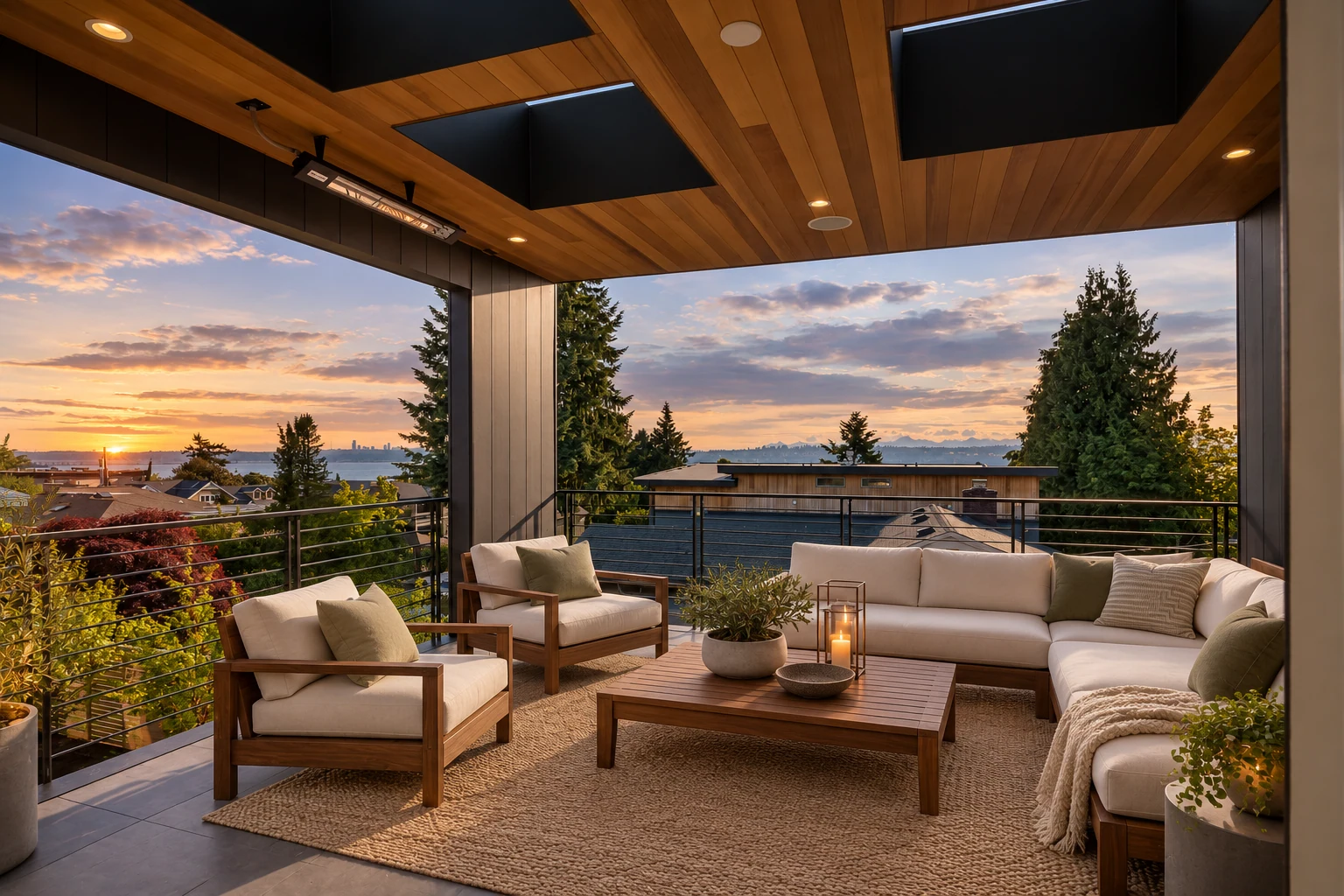 Covered lake-view terrace visualization